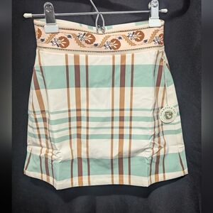 Spartina 449 NWT Plaid Mini Skirt | Mint & Tan | Size XXS